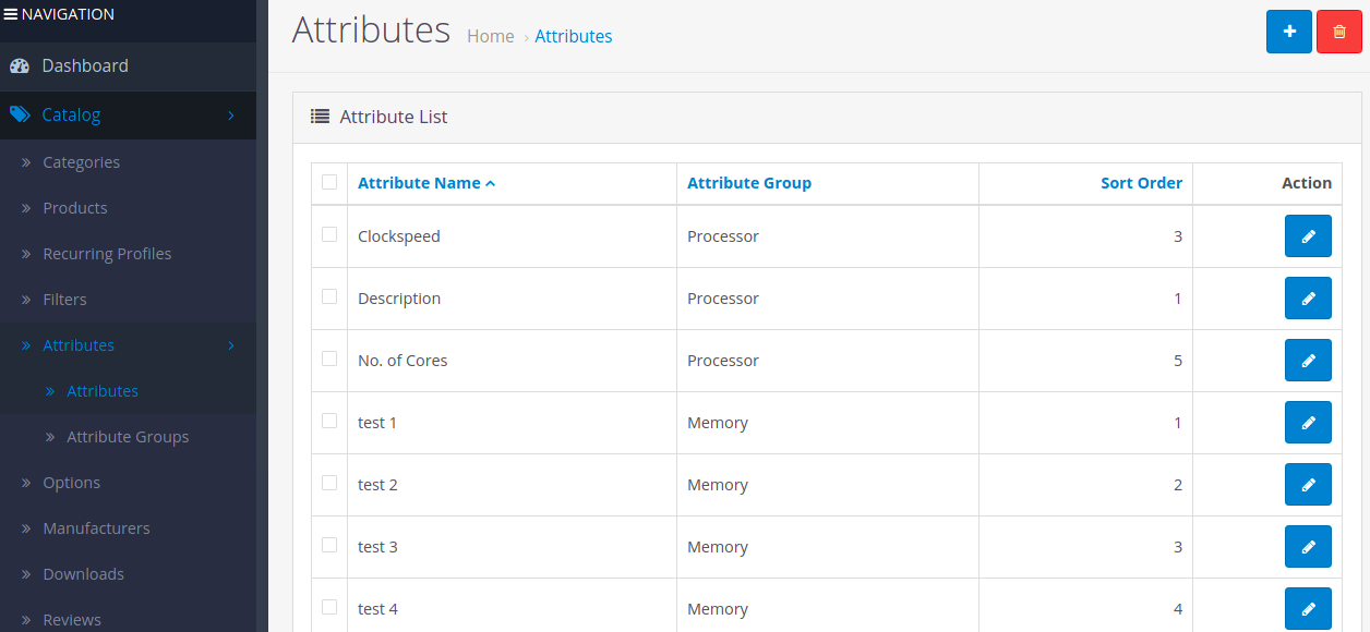 Catalog > Attributes selling your product online