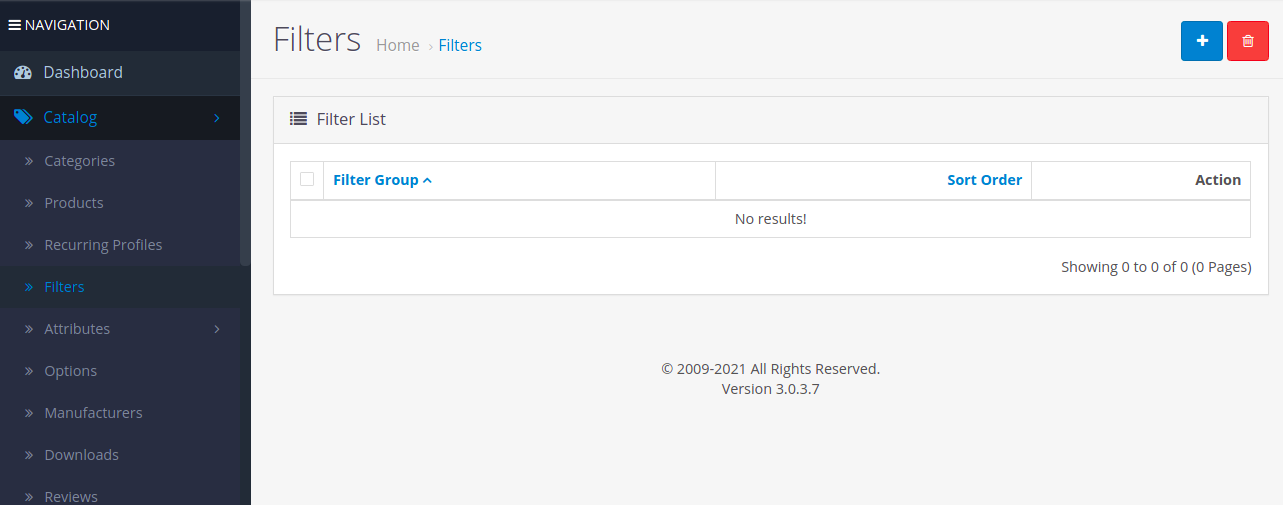 Catalog > Filters selling your product online